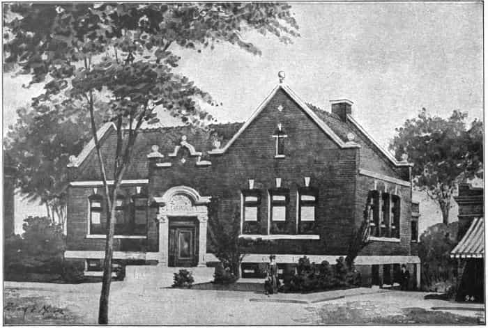 Black and white image depicting the front exterior of the Eldora Public Library. 