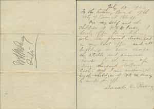 1903, Jul. 13, Sarah E. Pusey to Library Board, Lot purchase letter